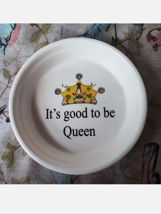 Blue Sky Other - Good To Be Queen Cat Food Dish Trinket Tray Crazed Blue Sky Brand